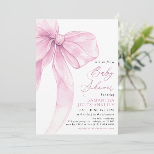 Modern trendy roze boog Baby shower Kaart (Staand voorkant)