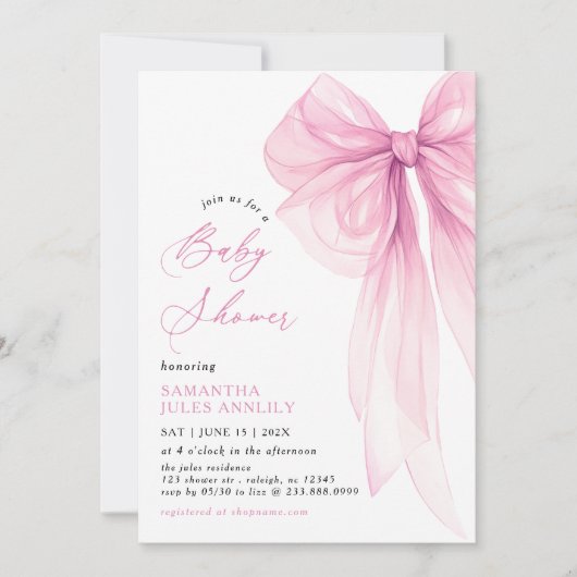 Modern trendy roze boog Baby shower Kaart (Voorkant)