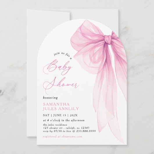 Modern trendy roze boog Baby shower Kaart (Voorkant)