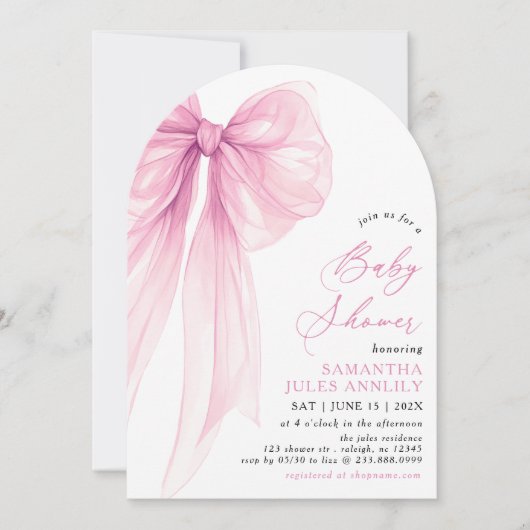 Modern trendy roze boog Baby shower Kaart (Voorkant)