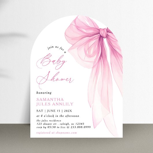 Modern trendy roze boog Baby shower Kaart