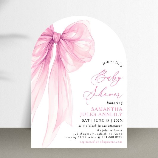 Modern trendy roze boog Baby shower Kaart