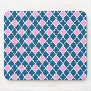 modern, trendy roze en marineblauwe vierblad muismat