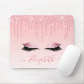 Modern Trendy Roze Glitter Lashes Stijlvol Manuscr Muismat (Met muis)