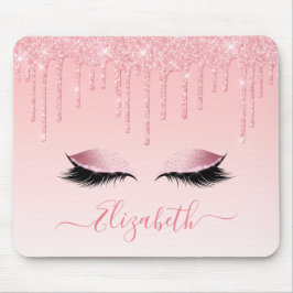 Modern Trendy Roze Glitter Lashes Stijlvol Manuscr Muismat