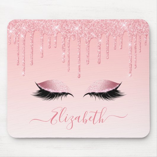 Modern Trendy Roze Glitter Lashes Stijlvol Manuscr Muismat (Voorkant)