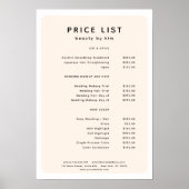 Modern, trendy, salon prijslijst Poster (Voorkant)