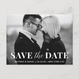 Modern Trendy Save the Date Black and White Photo Briefkaart