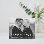 Modern Trendy Save the Date Black and White Photo Briefkaart (Staand voorkant)