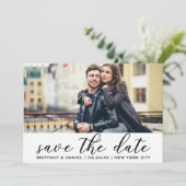 Modern Trendy Save the Date Verloving Photo Kaart (Staand voorkant)