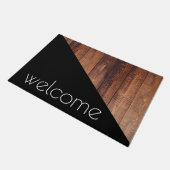 Modern Trendy Scandi Style Wood & Black Welcome Deurmat (Schuin)