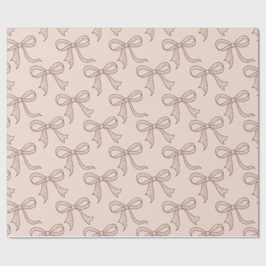 Modern trendy Schattige Coquette Roze strikpatroon Cadeaupapier (Vlak)