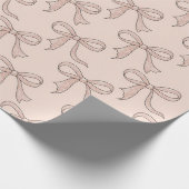 Modern trendy Schattige Coquette Roze strikpatroon Cadeaupapier (Hoek)