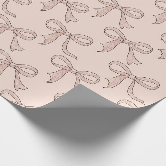 Modern trendy Schattige Coquette Roze strikpatroon Cadeaupapier (Hoek)