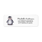 Modern trendy Schattige Penguin Retouradres Etiket (Voorkant)