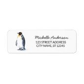 Modern trendy Schattige Penguin Retouradres Etiket (Voorkant)