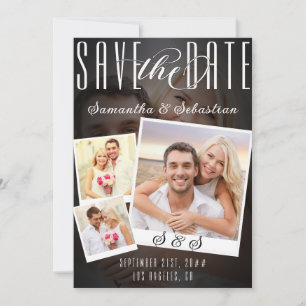 Modern Trendy Script 3 Foto QR CODE Sla de datum o Save The Date