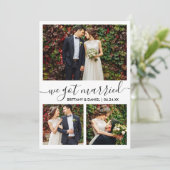 Modern Trendy Script 3 Foto we zijn getrouwd Aankondiging (Staand voorkant)