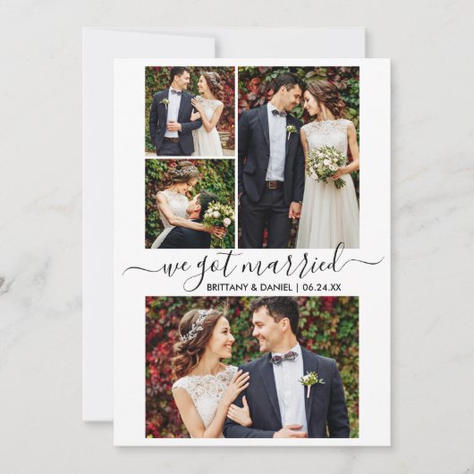 Modern Trendy Script 4 Foto we zijn getrouwd Aankondiging (Voorkant)