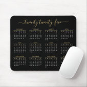 Modern Trendy Script Black Gold 2023-kalender Muismat (Met muis)