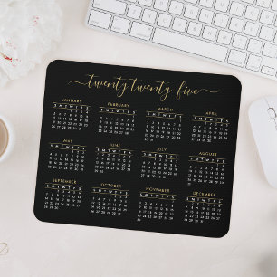 Modern Trendy Script Black Gold 2023-kalender Muismat