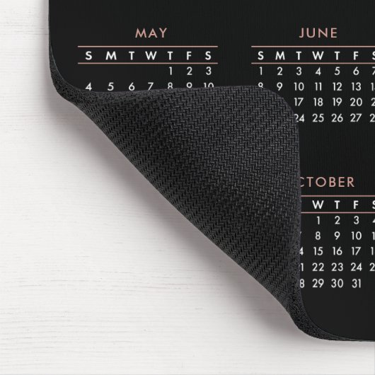 Modern Trendy Script Black Roos Gold 2023-kalender Muismat (Hoek)