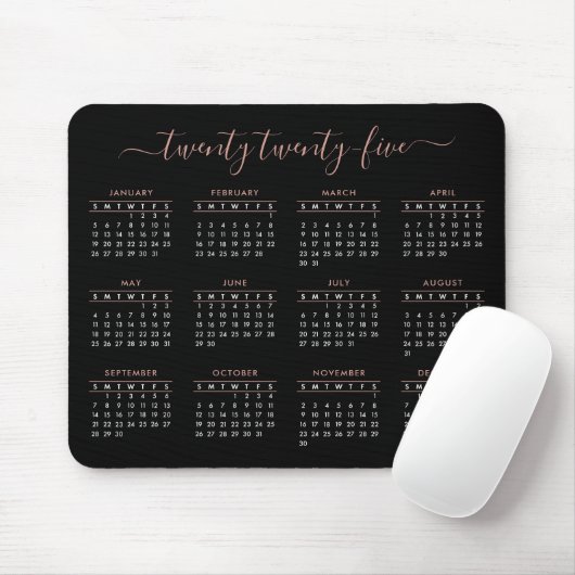 Modern Trendy Script Black Roos Gold 2023-kalender Muismat (Met muis)