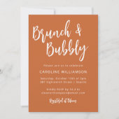 Modern Trendy Script Brunch Bubely Shower Oranje Kaart (Voorkant)