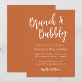 Modern Trendy Script Brunch Bubely Shower Oranje Kaart (Voorkant / Achterkant)