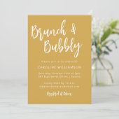 Modern Trendy Script Brunch Bubely Shower Yellow Kaart (Staand voorkant)