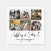 Modern trendy script en 6 fotocollage bruiloft servet (Voorkant)