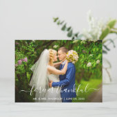 Modern Trendy Script for ever Thankful Wedding Bedankkaart (Staand voorkant)