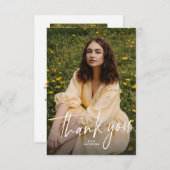 Modern trendy script graduation photo bedankkaart (Voorkant / Achterkant)