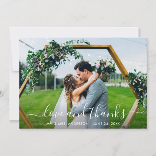Modern Trendy Script Love and Bedankt Wedding (Voorkant)