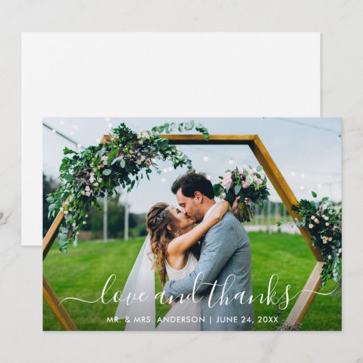 Modern Trendy Script Love and Bedankt Wedding (Voorkant / Achterkant)
