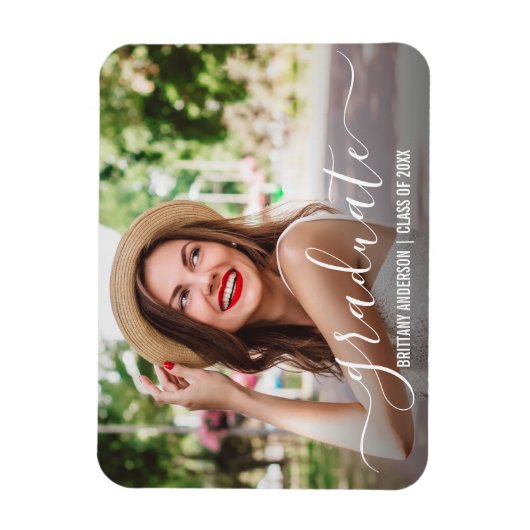 Modern Trendy Script Photo Afstuderen Magneet (Verticaal)