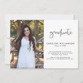 Modern Trendy Script Photo Graduation Announcement Bedankkaart (Voorkant)