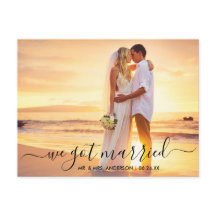 Modern Trendy Script Photo We zijn getrouwd