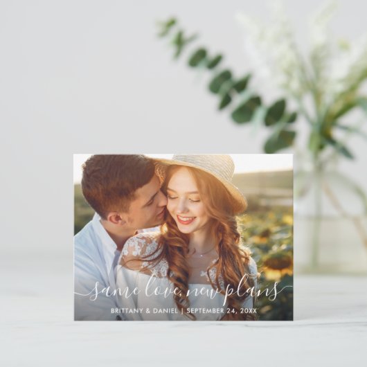 Modern Trendy Script Same Love New Plans Foto Briefkaart (Staand voorkant)