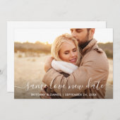 Modern Trendy Script Same Love Nieuwe Datum Fotoka Save The Date (Voorkant / Achterkant)