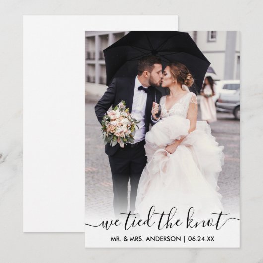 Modern trendy script We hebben de Knot Overlay Kaa Bedankkaart (Voorkant / Achterkant)