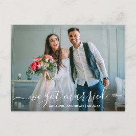 Modern Trendy Script We hebben foto's gehuwd Briefkaart