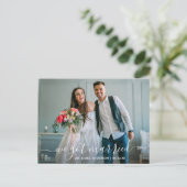 Modern Trendy Script We hebben foto's gehuwd Briefkaart (Staand voorkant)