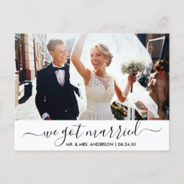Modern Trendy Script We hebben foto's gehuwd Briefkaart