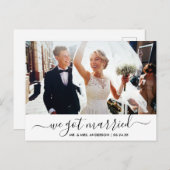 Modern Trendy Script We hebben foto's gehuwd Briefkaart (Voorkant / Achterkant)
