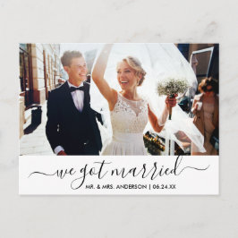Modern Trendy Script We hebben foto's gehuwd Briefkaart