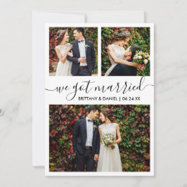 Modern Trendy Script We zijn getrouwd met 3 foto Aankondiging