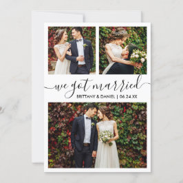 Modern Trendy Script We zijn getrouwd met 3 foto Aankondiging