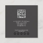 Modern Trendy Script Zwart Social Media QR Code Vierkante Visitekaartje (Achterkant)