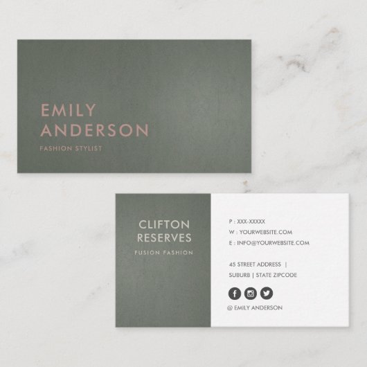 MODERN TRENDY SIMPLE MINIMAAL FAUX DARK SILVER GRA VISITEKAARTJE (Voorkant / Achterkant)